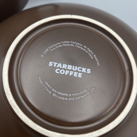 Starbucks 2008 Dark Brown Cup Saucer Set First Starbucks Store Pike Place Market - Picture 7 of 7
